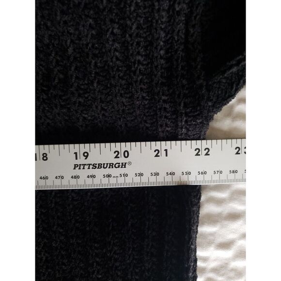 Wild Skye Sweater Womens Sz Large Classic Open Front Knit Pockets Cardigan Black - Picture 5 of 6